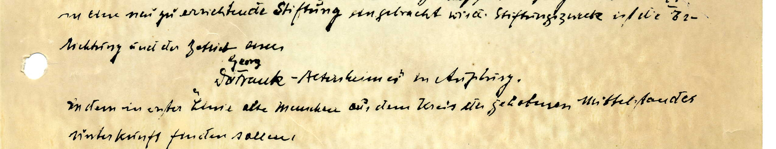 Auszug aus dem Testament von Hr. Dr. Georg Frank